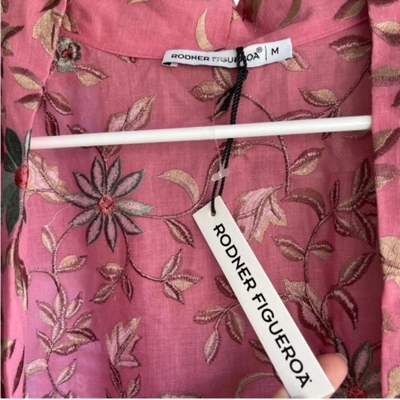 RODNER FIGUEROA Embroidery Floral MIDI Balloon Sleeves Kimono Dress Size M - Picture 9 of 11